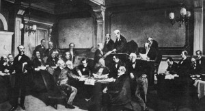 The Signing of the Geneva Convention. Image: Charles Édouard Armand-Dumaresq [Public domain], via Wikimedia Commons